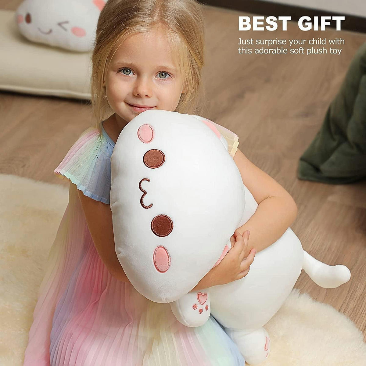 PLÜSCHTIER Katze, Kawaii Kätzchen Plüschkissen in weiß - Weiß, Textil (30/50cm)
