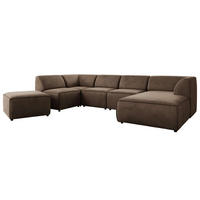 WOHNLANDSCHAFT MODARO U 6M - Braun Velvet - Rechts - Schwarz/Braun, Textil (345/78/180cm) - MKS