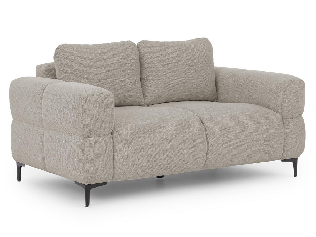 2-SITZER-SOFA Cardea in Bubble-Optik aus weichem Taupe Strukturstoff mit hohem Sitzkomfort - Taupe/Schwarz, Holz/Textil (154/80/97cm) - S-Style Möbel