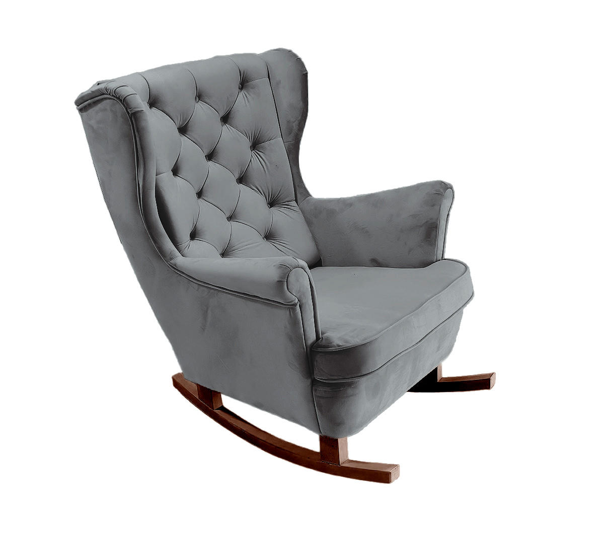 SCHAUKELSESSEL mit gepolstertem Sitz und Armlehnen, 102x81x95 cm, Asche_29858 - Dunkelgrau/Braun, Holz/Textil (81/102/95cm) - DomoHome