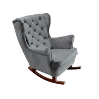 SCHAUKELSESSEL mit gepolstertem Sitz und Armlehnen, 102x81x95 cm, Asche_29858 - Dunkelgrau/Braun, Holz/Textil (81/102/95cm) - DomoHome