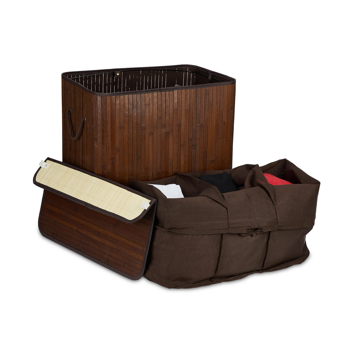 WÄSCHEKORB - Braun, Holz/Wellpappe (62.5/62/42.5cm) - Relaxdays