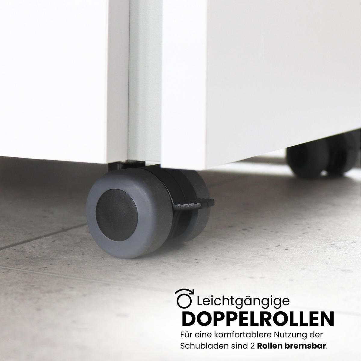 ROLLCONTAINER - mit 3 Schubladen 54,6/39/51 cm in Weiß - Weiß, Holzwerkstoff (39/51/54.6cm) - bümö