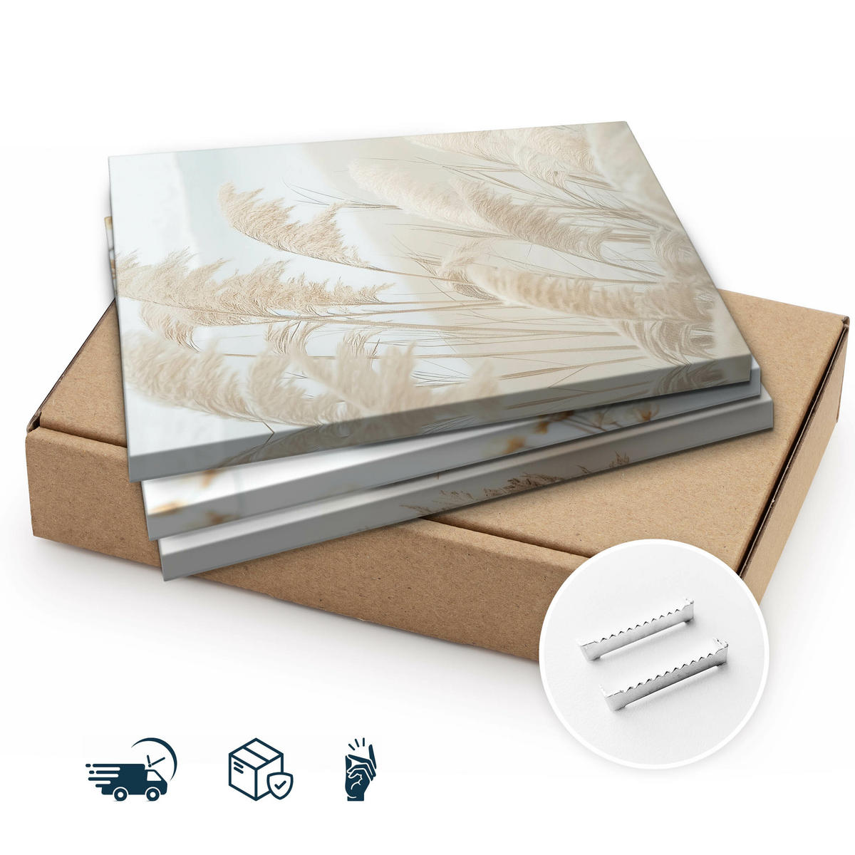 LEINWANDBILDER 3-es Set Blumen Pflanzen - Blau/Beige, Textil (90/40cm) - Muralo