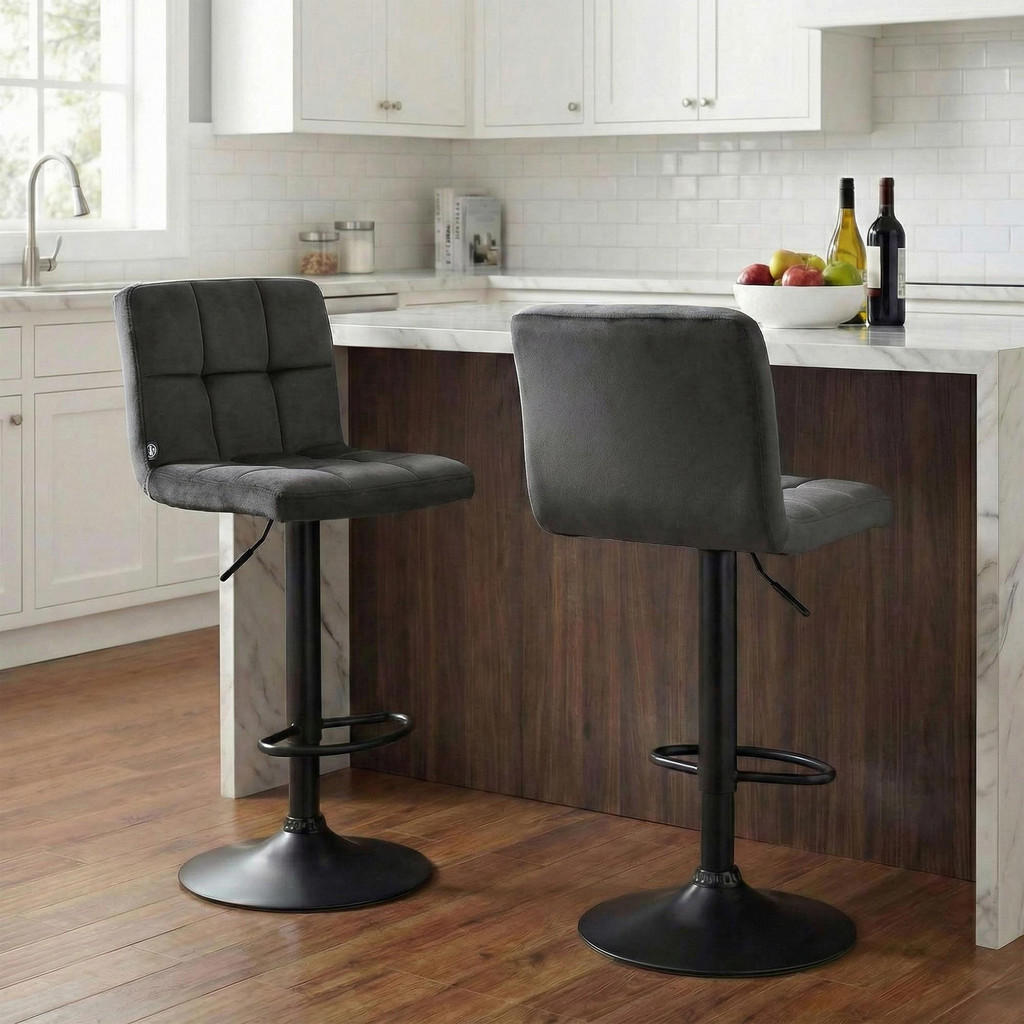 Thumbnail - CLP Barhocker, Dunkelgrau, Textil, 46x94x47 cm, Esszimmer, Barmöbel, Barhocker