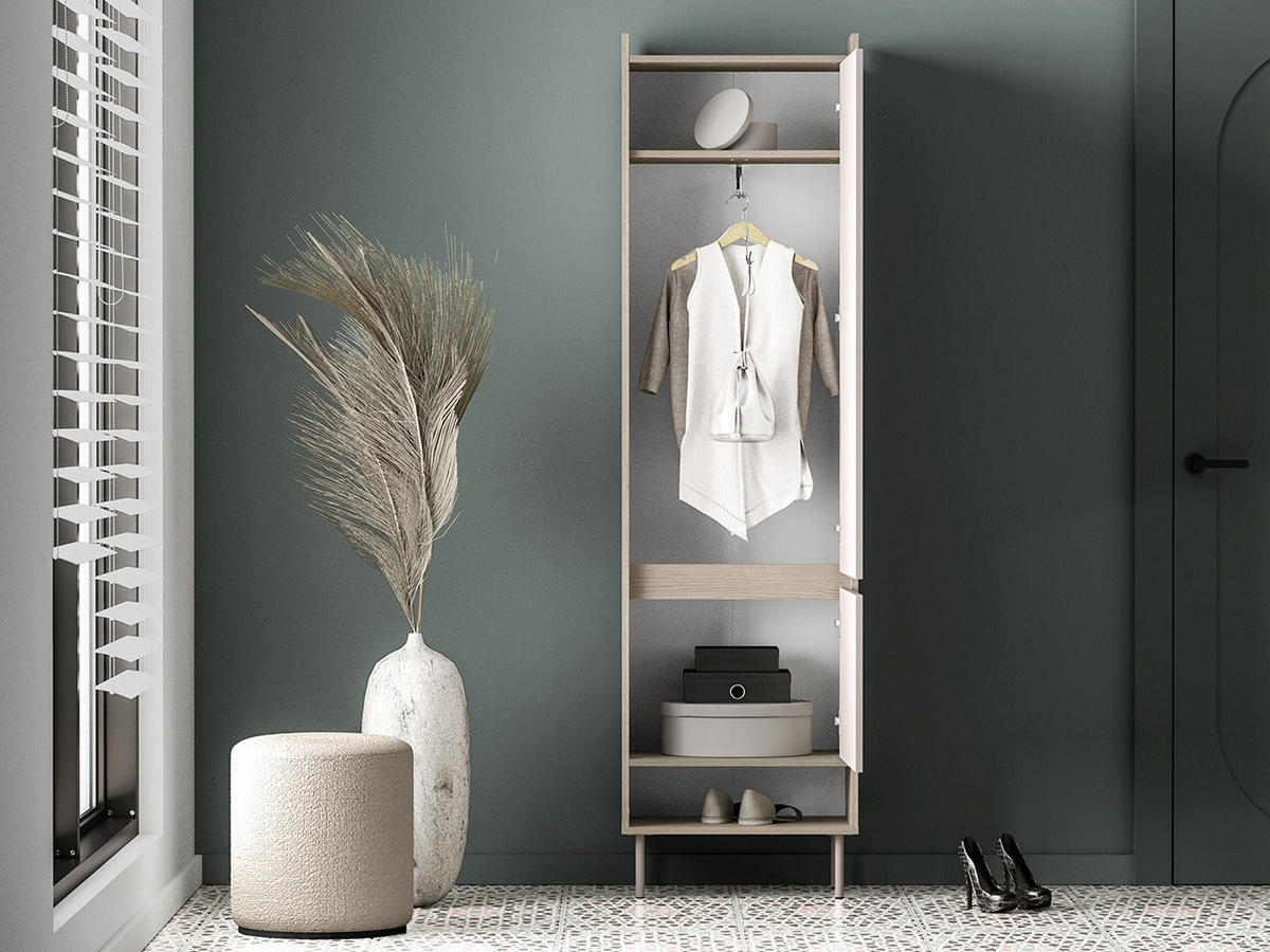 GARDEROBENSCHRANK – 54 cm – Voco – Kaschmir / Eichefarben - Kaschmir/Eichefarben, Holzwerkstoff (54/198/34cm) - hi-markt