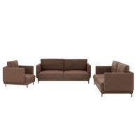 SOFASET Helmer 3-2-1 In Stoff Vibe - Braun, Holzwerkstoff/Textil (226/95/95cm) - Fun Möbel