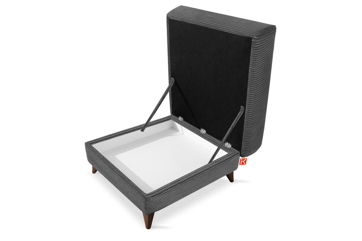 HOCKER GUSTAVO II, Dunkelgrau - Dunkelgrau/Braun, Holz/Holzwerkstoff (92/49/92cm) - KONSIMO®
