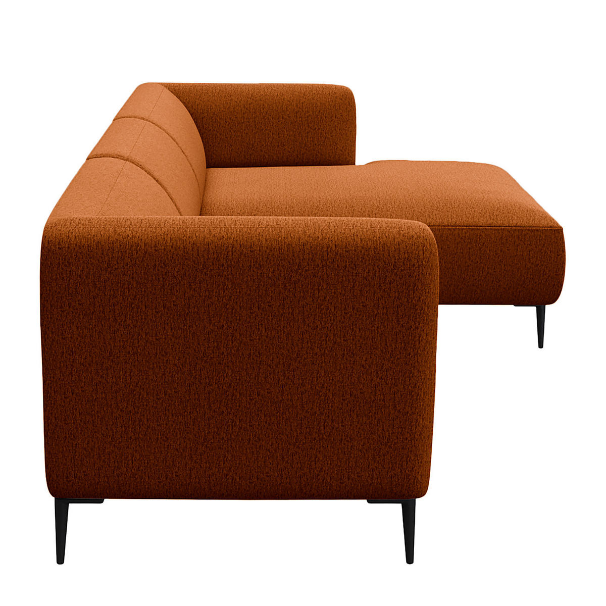 2,5-SITZER ECKSOFA mit Longchair - Rostfarben/Schwarz, Textil/Metall (271/148cm) - home24