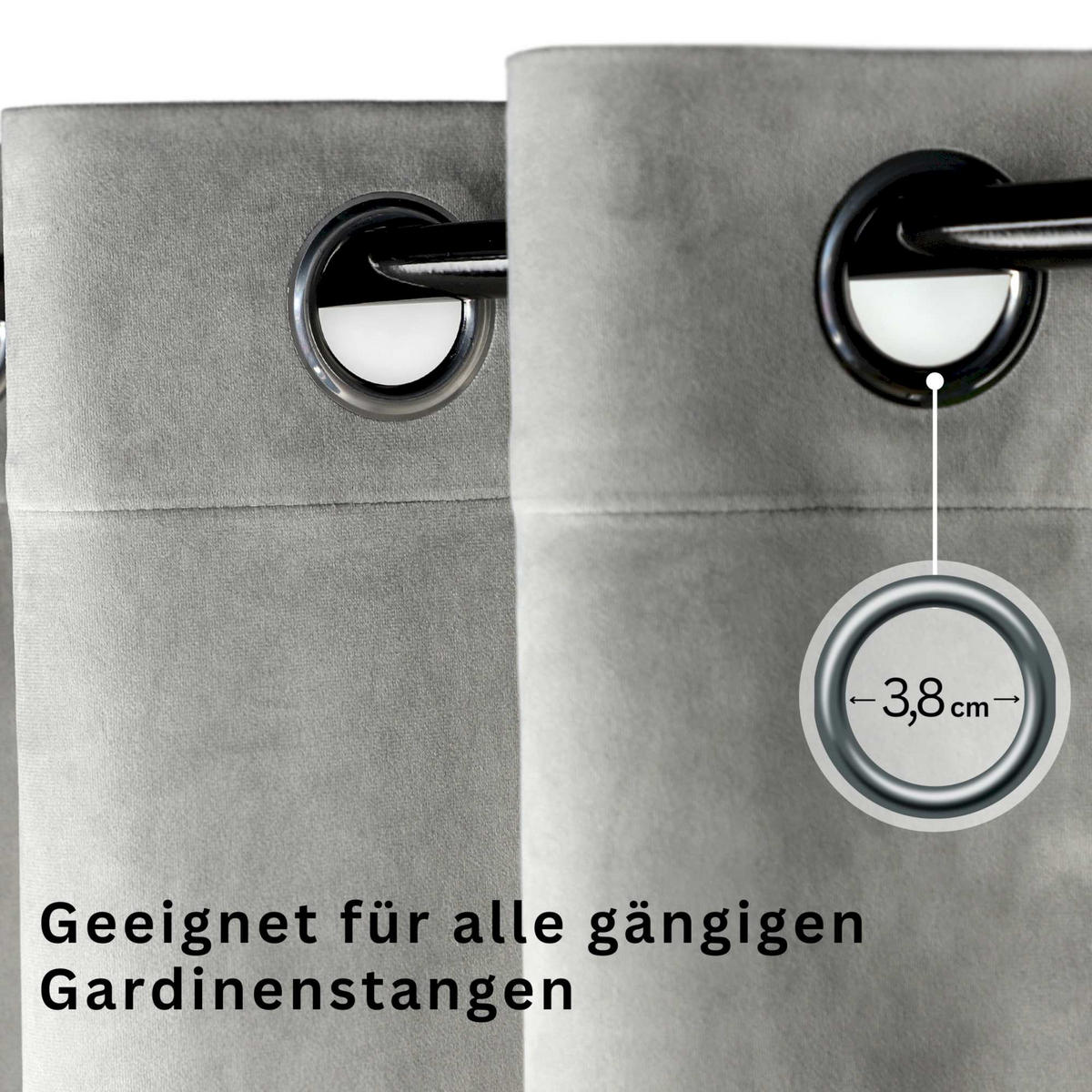 ÖSENVORHANG VELVET SIGNATURE - Grau, Textil (140/1/250cm) - Tom Tailor