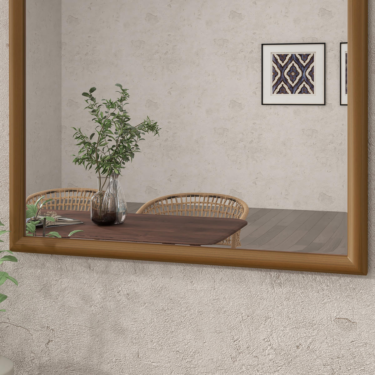WANDSPIEGEL DE-14272 mit Holzrahmen 110x65 cm Dunkelbraun - Braun, Glas (65/110/3.5cm) - ComfortXL