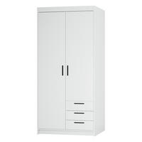 KLEIDERSCHRANK Storicos Weiß 89,7/190,5/53 cm - 2T3S Modern mit Schubladen - Weiß, Holzwerkstoff/Kunststoff (89.8/190.5/53cm) - AX Living
