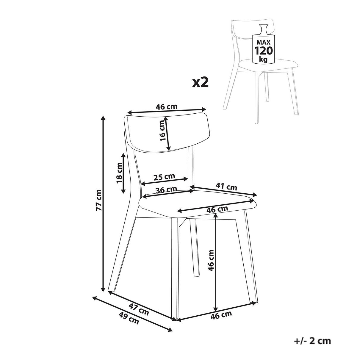 ESSZIMMERSTUHL 2er-Set Braun Hope - Beige/Braun, Holz (51/77/49cm) - Beliani