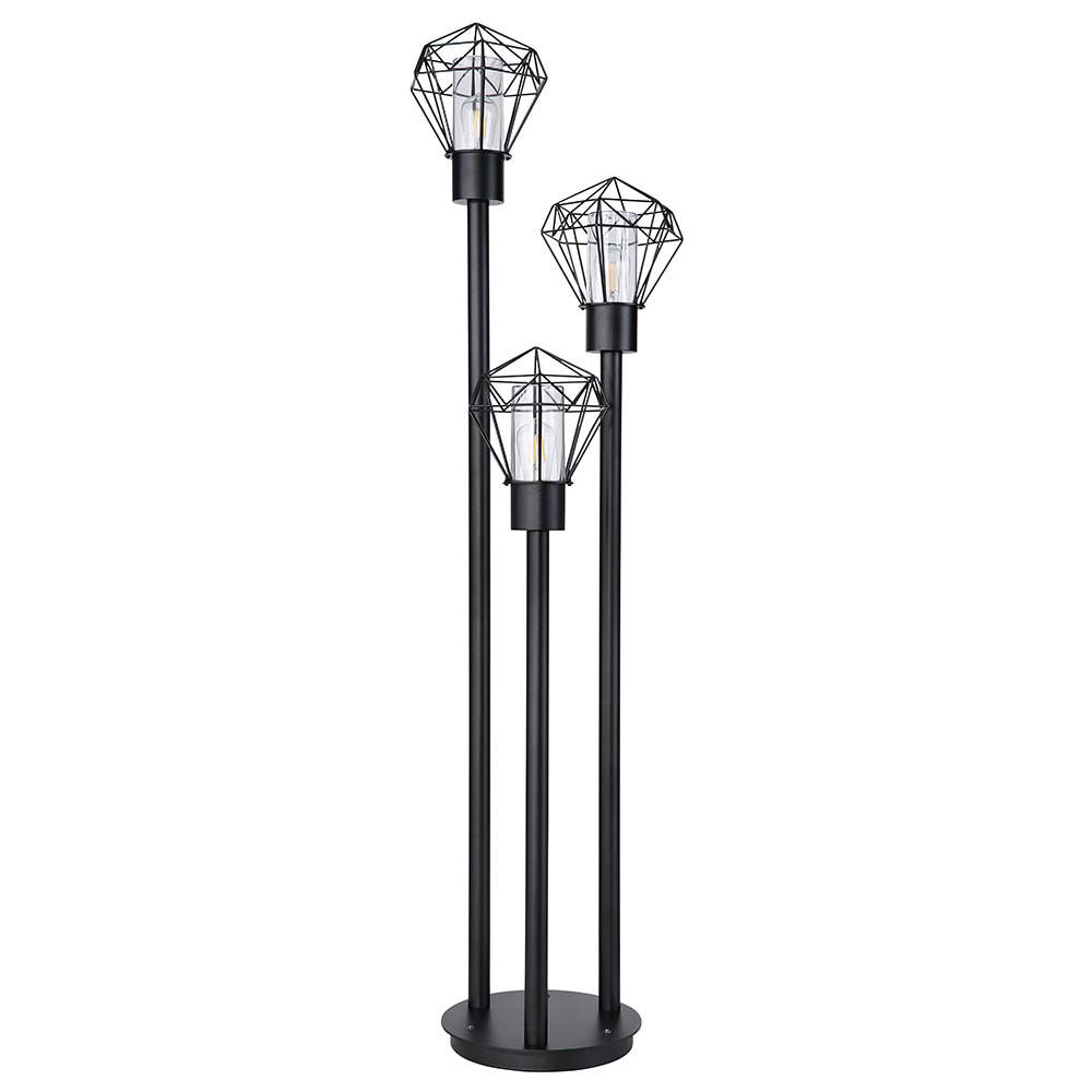 STEHLEUCHTE Metall Schwarz Gitter 3 flammig - Schwarz, Metall (44.2/44.5/170cm) - Globo Lighting
