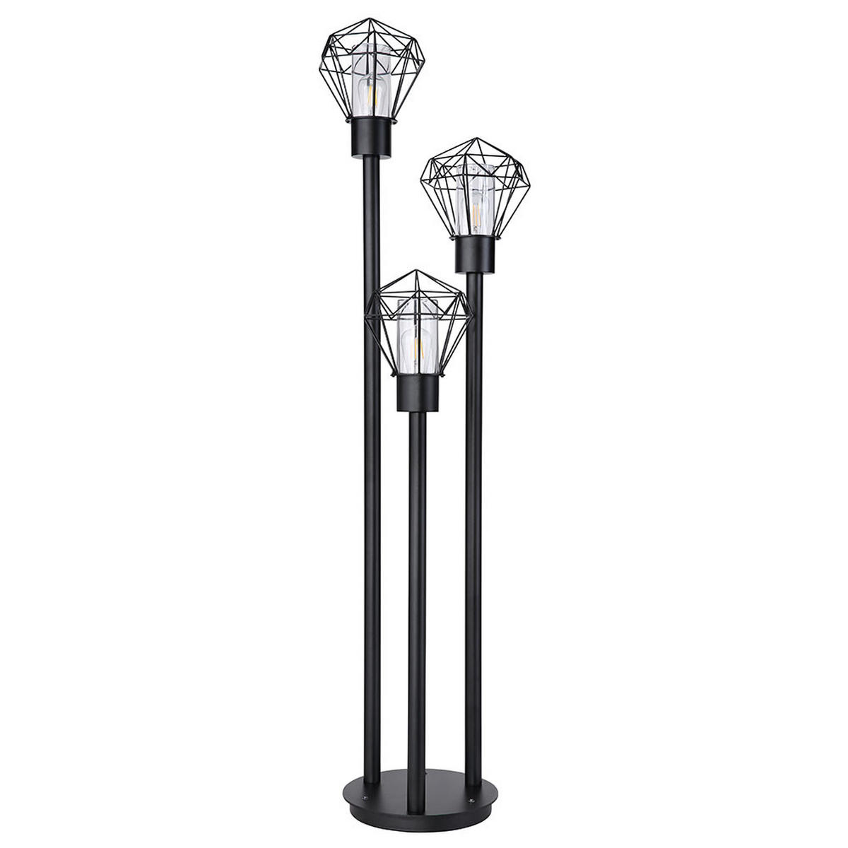 STEHLEUCHTE Metall Schwarz Gitter 3 flammig - Schwarz, Metall (44.2/44.5/170cm) - Globo Lighting