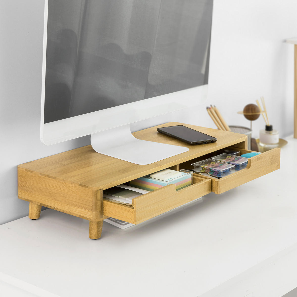 MONITORSTÄNDER Natur - Naturfarben, Holz (23/56/12cm) - SoBuy