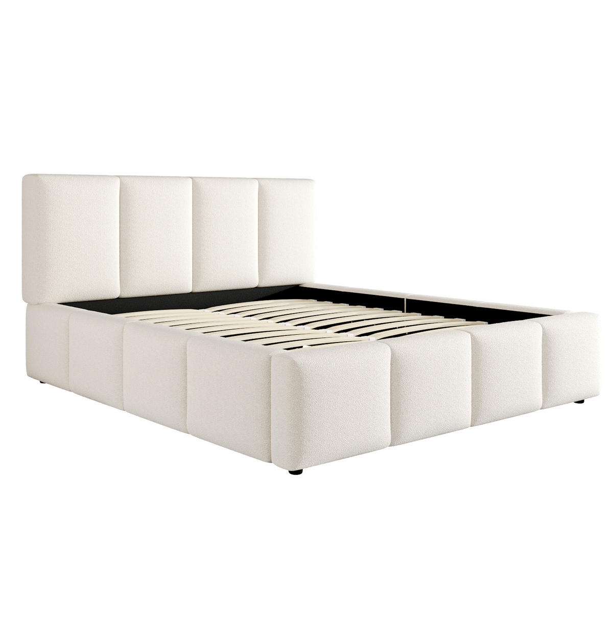POLSTERBETT 160/200 cm aus Bouclé mit gepolstertem Kopfteil Beige - Beige, Textil (160/200cm) - Modenvie