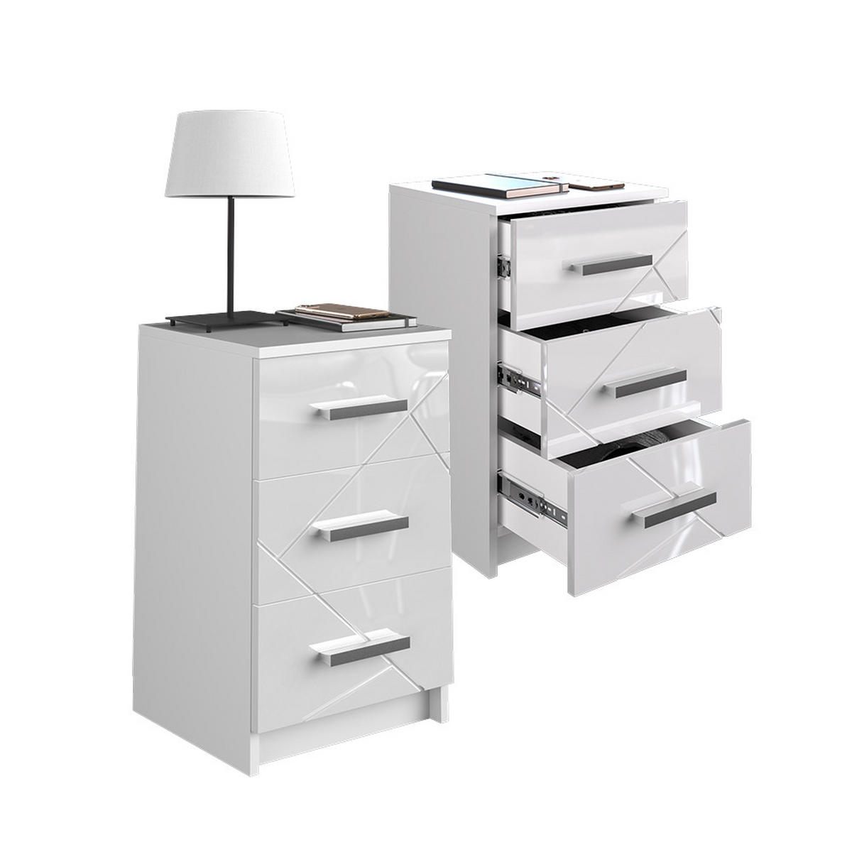 NOČNÍ STOLEK Irma Bílá - bílá, kompozitní dřevo (35.5/66/37.6cm) - Vicco