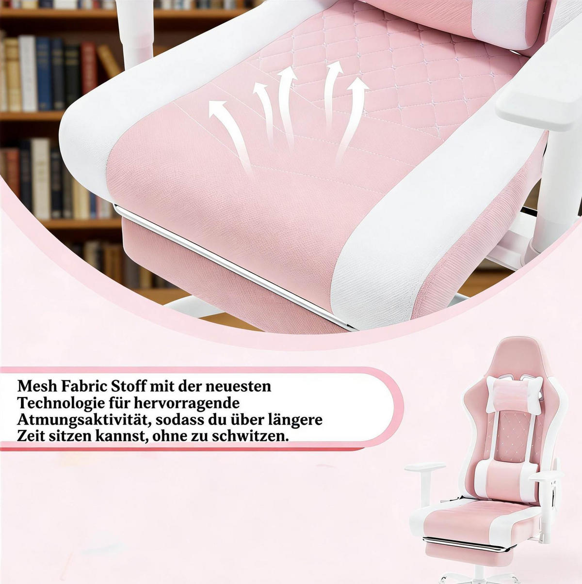 GAMINGSTUHL in Pink und Weiß 70x70x127 cm mit Massagefunktion und Fußstütze - Pink, Textil (70/127/70cm) - IVMEU