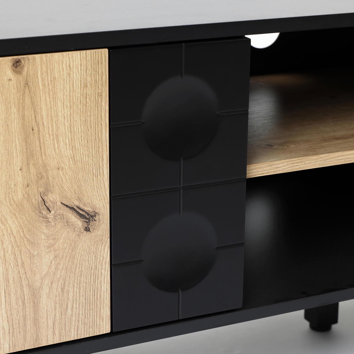 TV-SCHRANK in Natur und Schwarz B45 x T40 x H140 cm - Schwarz, Holz (140/48/40cm) - Hometopia