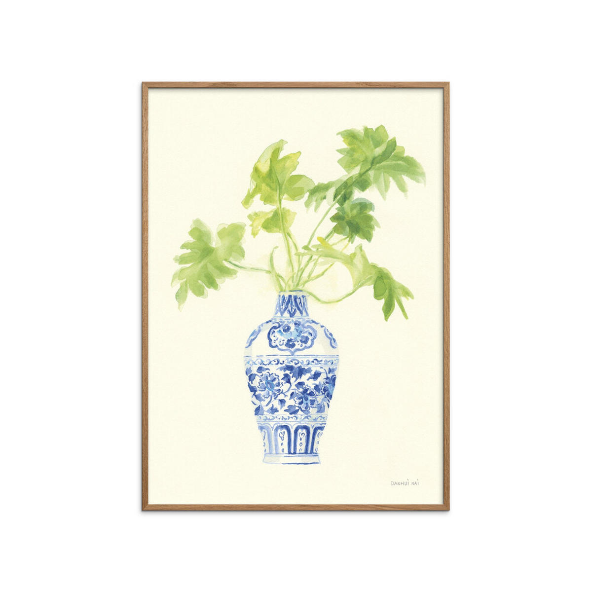POSTER mit Rahmen Wild Apple - Palm Chinoiserie III - Eichefarben/Grün, Holz/Papier (70/100cm) - Poster&Frame