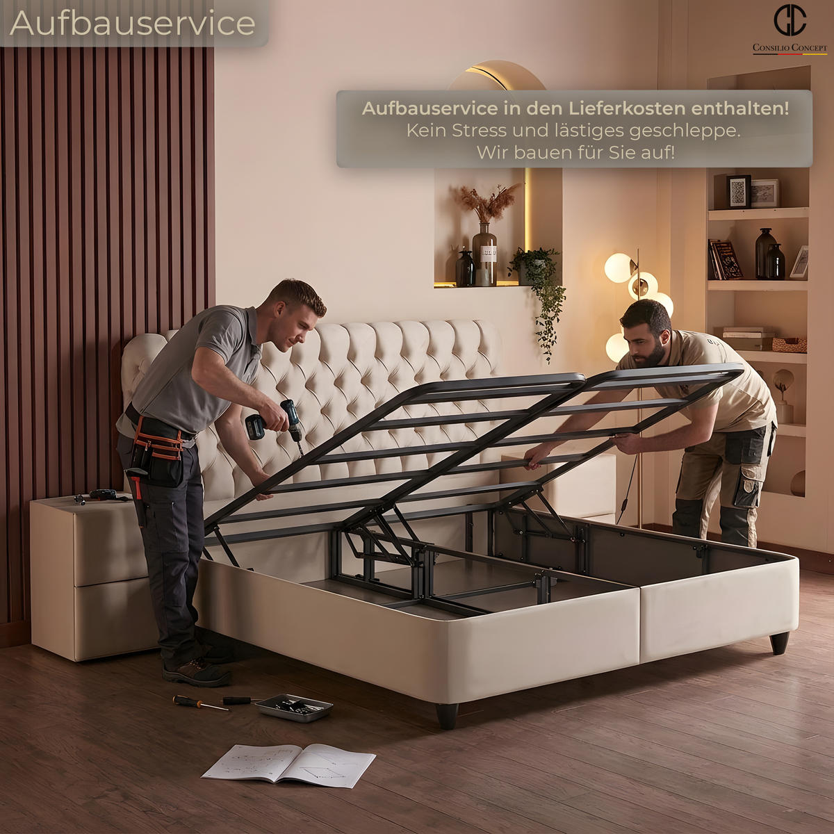 BETTBANK SIENA 140/43/43, Beige, Aufklappbar, mit Stauraum - Beige/Schwarz, Holz/Kunststoff (140/43/43cm) - Consilio Concept