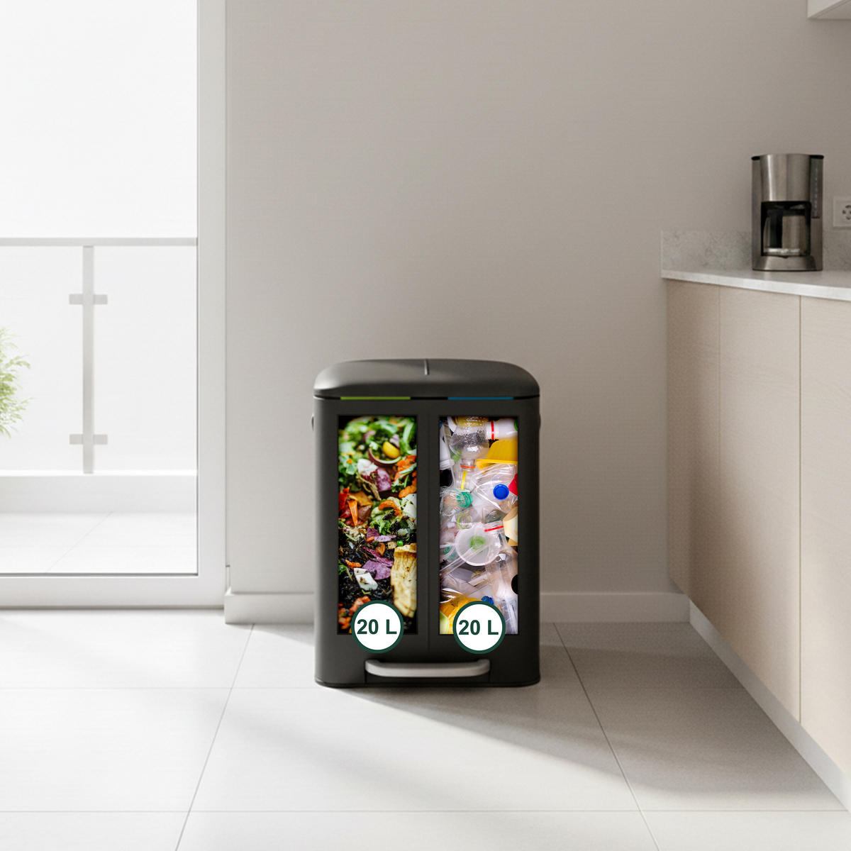 MÜLLEIMER - Schwarz, Kunststoff/Metall (44.5/60/41cm) - Relaxdays