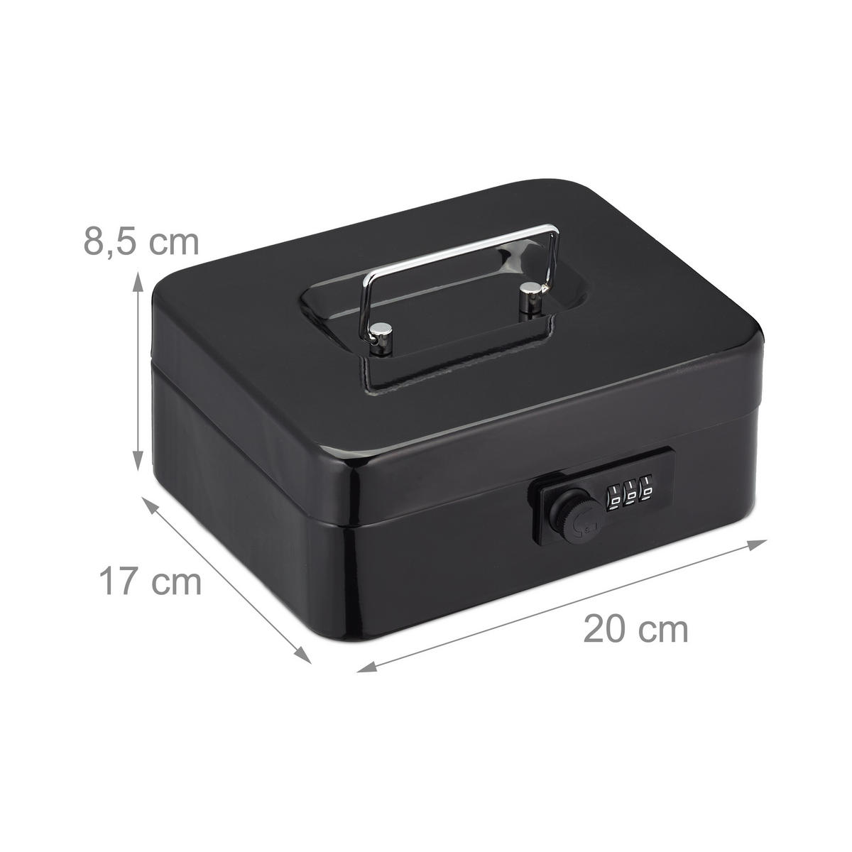 GELDKASSETTE - Schwarz, Kunststoff/Metall (20/8.5/17cm) - Relaxdays