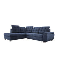 ECKSOFA LOTTA L-förmig Bettkasten verstellbare Kopfstützen hochwertige Verarbeitung lose Rückenkissen freistehend LINKS 212x258x106 cm Blue - Blau, Holz/Textil (212/258cm) - DomoHome