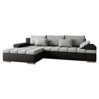 ECKSOFA Bangkok, Seite: Links - Silberfarben/Hellgrau, Holz/Textil (310/175cm) - MIRJAN24