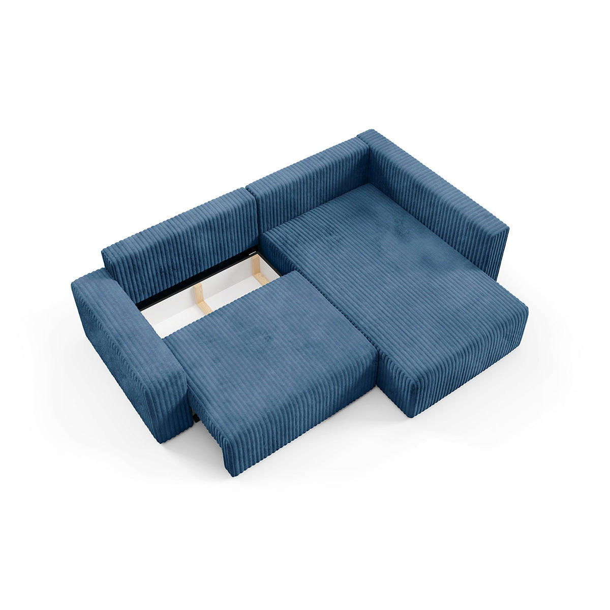 ECKSOFA Angela 4 Sitzplätze Marineblau - Blau, Holz (245/182cm) - Petits-meubles