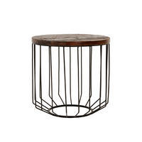 COUCHTISCH rund Ø50x50 cm Natur-Schwarz aus Altholz mit Metallgestell - Braun, Holz (50/50/50cm) - WOMO-DESIGN