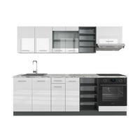 KÜCHENZEILE R-Line Weiß Hochglanz/Anthrazit 240 cm, AP Marmor - Weiß Hochglanz/Anthrazit, Holzwerkstoff (240/81.6/60cm) - Vicco