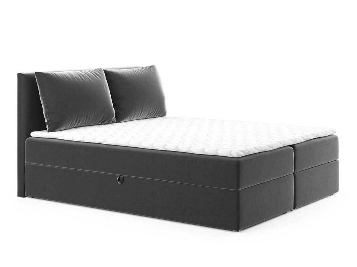 BOXBETT Egro - 140x200 - dunkelgrau (Kronos 22, Velvet) - Dunkelgrau/Schwarz, Holz/Holzwerkstoff (140/200cm) - Sofnet