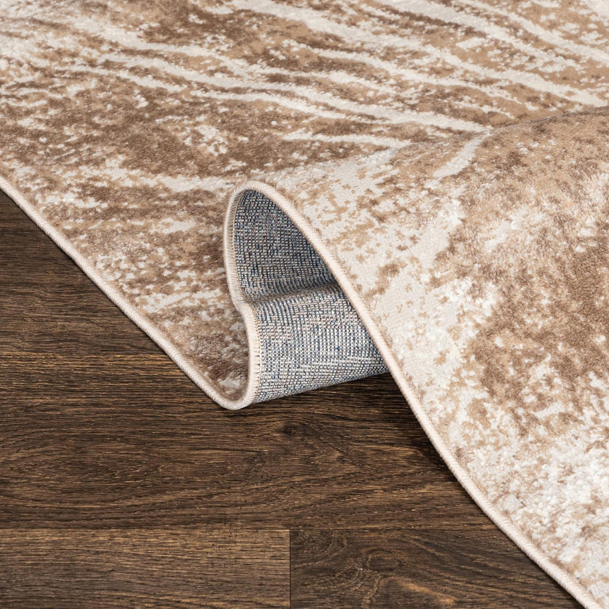 TEPPICH Beige Modern Abstrakt - Kurzflor Rechteckig Stilvoller - Creme - 120 x 170 cm - Sandfarben, Textil (120/170cm) - Mazovia