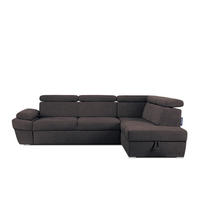 SCHLAFECKSOFA RATLO rechts 4/5-Sitzer mit Bettkasten in Lederoptik, grau - Silberfarben/Schwarz, Textil (270/190cm) - KONSIMO®