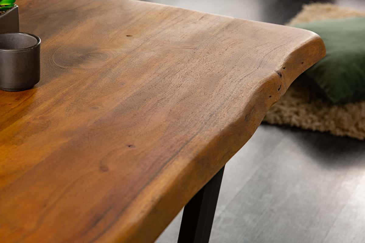 COUCHTISCH MAMMUT Akazie kufen Natur|Schwarz 110cm - Schwarz/Braun, Holz/Metall (60/110/40cm) - riess-ambiente