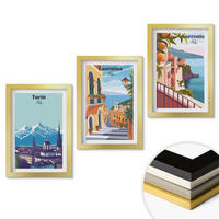 WANDBILDER 3er Set - 20x30 cm Goldrahmen - Farbenfrohe Retro-Stadtansichten - Goldfarben, Kunststoff (20/30cm) - ArtPrintCave