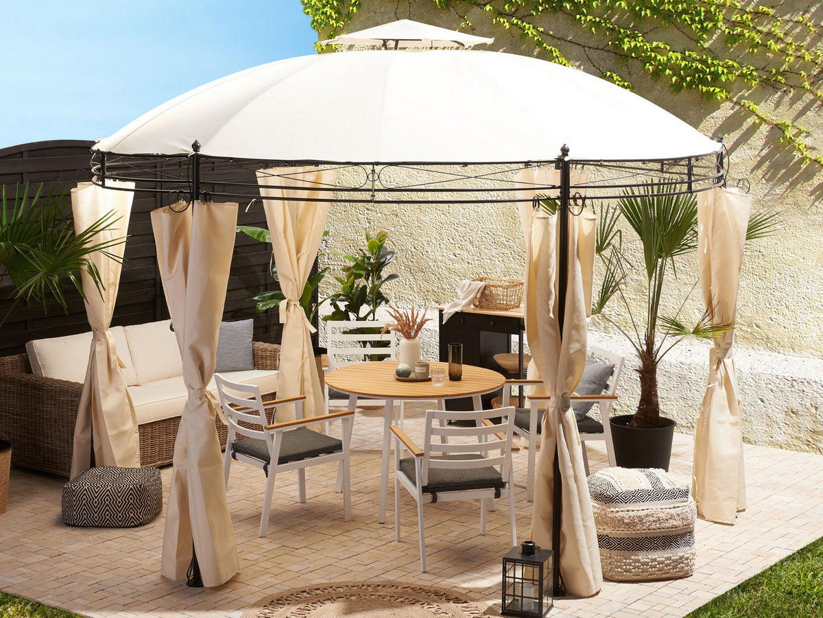 PAVILLON Stahl beige/schwarz rund ⌀ 368 cm Safara - Beige/Schwarz, Metall (368/275/368cm) - Beliani