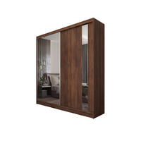SCHWEBETÜRENSCHRANK GRAZIA 200/216/61 cm Modern Kleiderschrank 2-türig mit Spiegel Nussbaumfarben - Nussbaumfarben, Holzwerkstoff (200/216/61cm) - MASSENO
