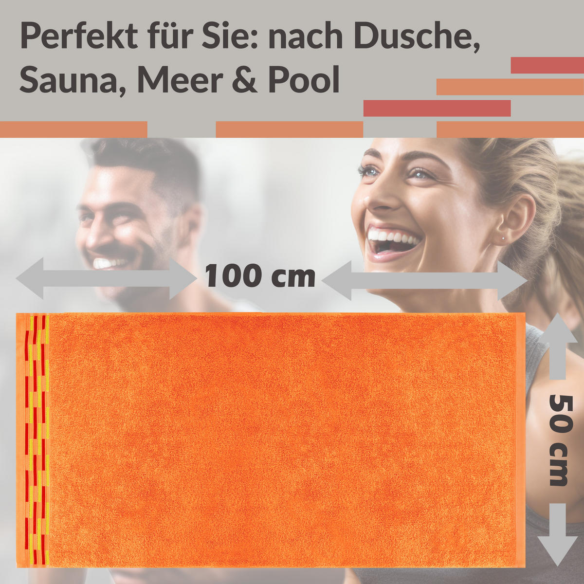 HANDTUCH Lugano Orange 2er 50x100 cm - Orange, Textil (50/100cm) - Lashuma