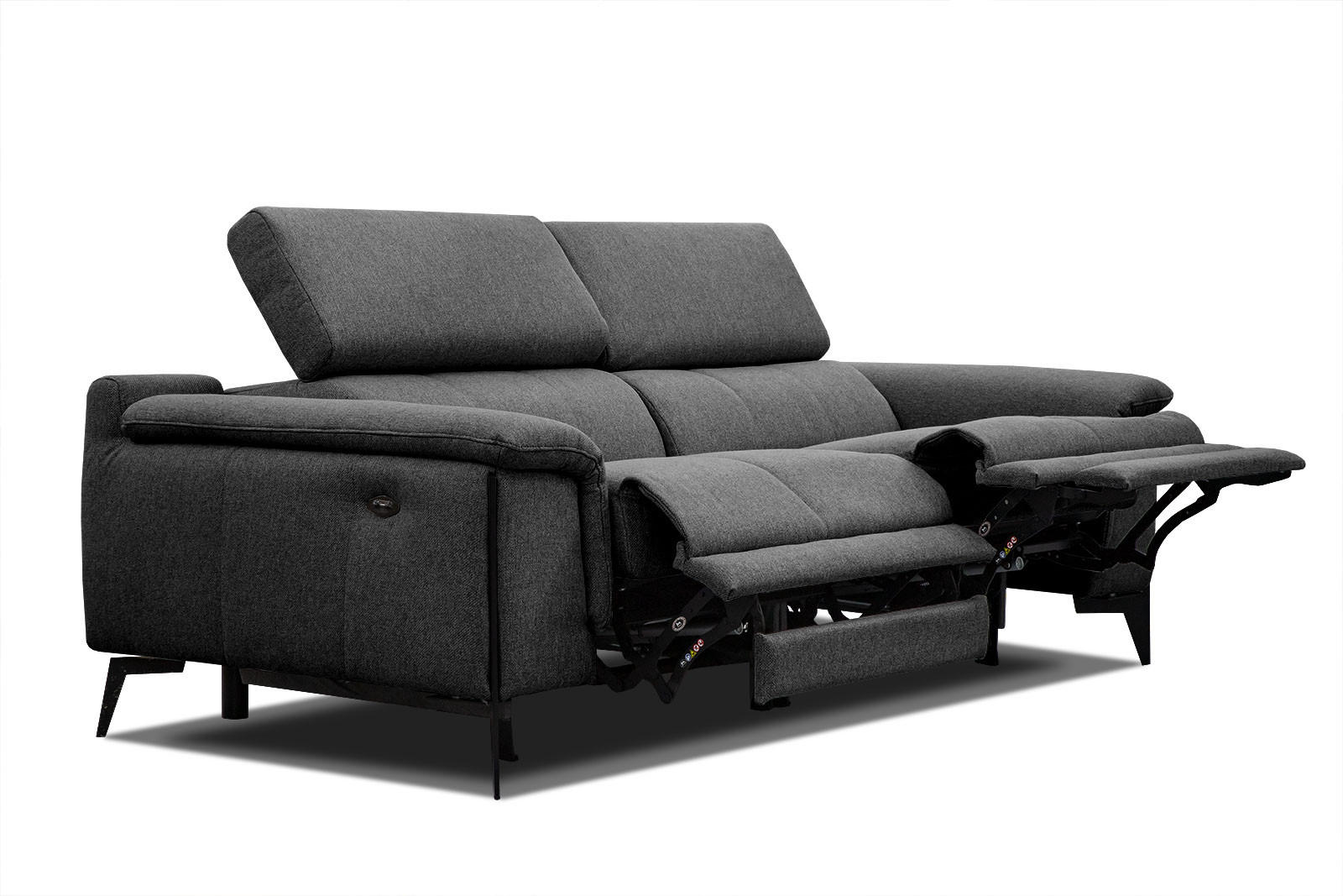 RELAXSOFA MATERA 3-Sitzer mit 2 Relaxfunktionen, schwarz - Schwarz, Holzwerkstoff/Textil (212/82/103cm) - Courtois Laville