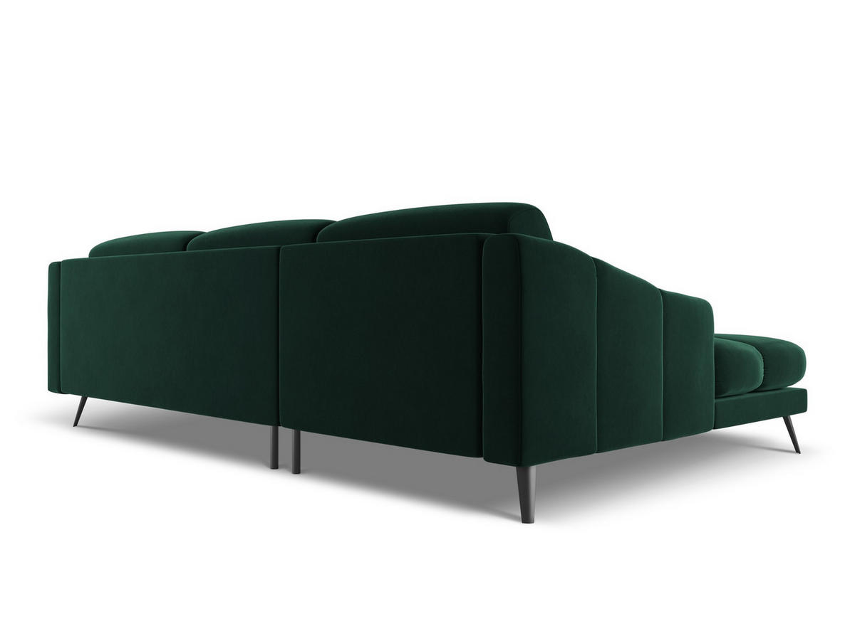 ECKSOFA Links Samt Stoff Grün - Dunkelgrün/Schwarz, Textil/Metall (160/264cm) - Makamii