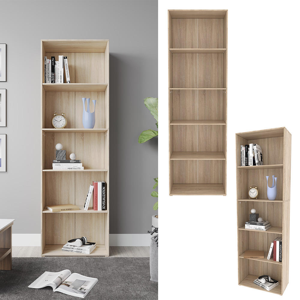 BÜCHERREGAL Bob Sonoma 60 x 190 cm mit 5 Fächern - Sonoma Eiche, Holzwerkstoff (60/190/30.4cm) - Vicco
