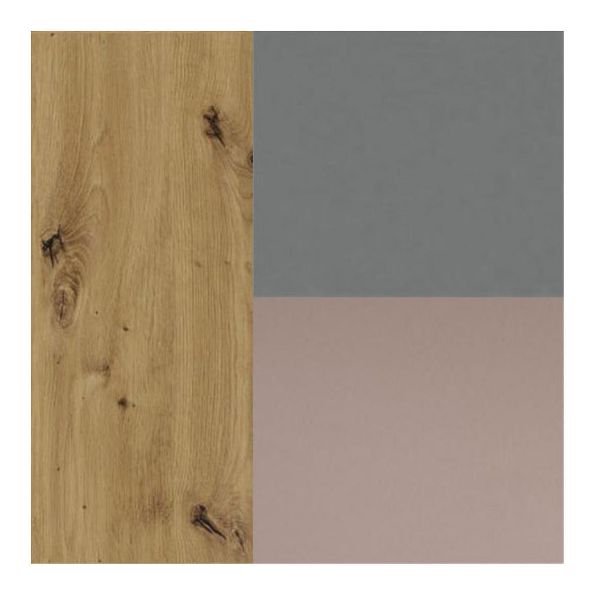 WINKELKÜCHE & KÜCHENBLOCK Bonn eiche artisan matt / rosé kupfer matt & dust grey matt 15-teilig - Rosa/Grau, Holzwerkstoff/Metall (310/207/170cm) - Feldmann-Wohnen