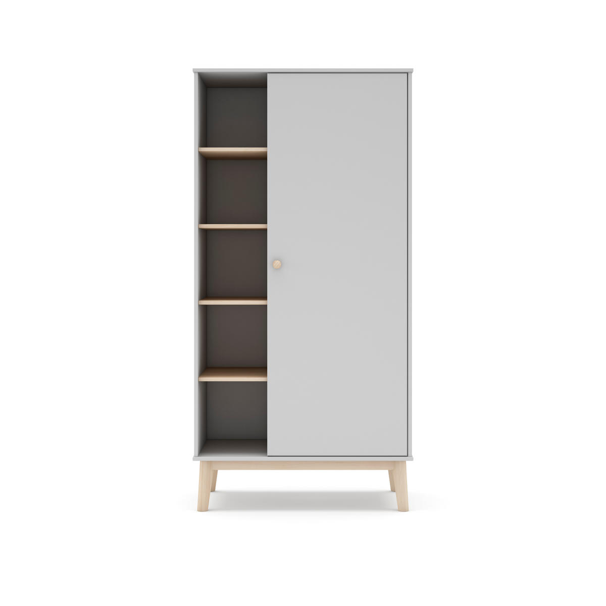 SCHRANK mit 1 Tür und 5 offenen Fächern H181 cm 52/90/181 cm - Weiß, Holz (52/181/90cm) - Calicosy