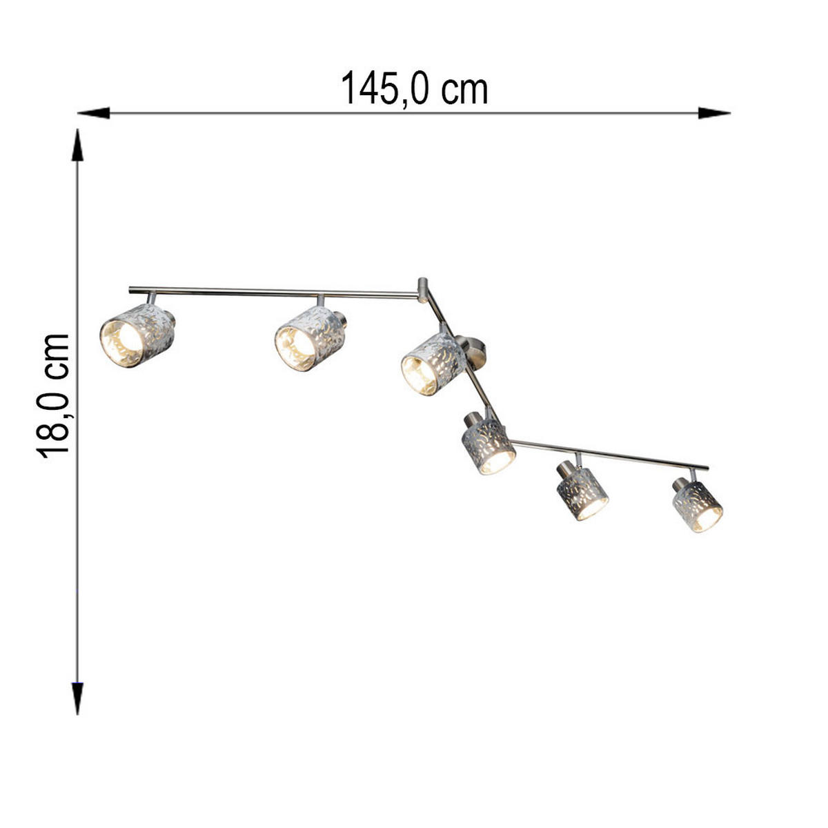 DECKENLEUCHTE Metall Silber mit Dekorstanzungen - Silberfarben, Metall (145/14/18cm) - Globo Lighting