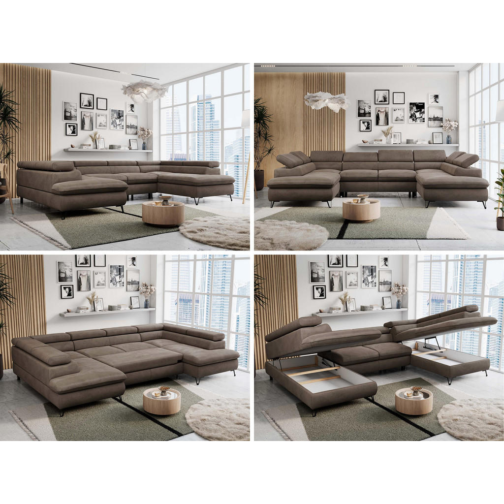 Thumbnail - MKS Wohnlandschaft, Braun, Textil, 6-Sitzer, U-Form, 346x76x208 cm, Wohnzimmer, Sofas & Couches, Wohnlandschaften, Wohnl...
