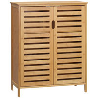 BADEZIMMERSCHRANK mit 2 Lamellentüren, 68 x 32 x 86 cm, Natur - Naturfarben, Naturmaterialen (68/86/32cm) - Kleankin