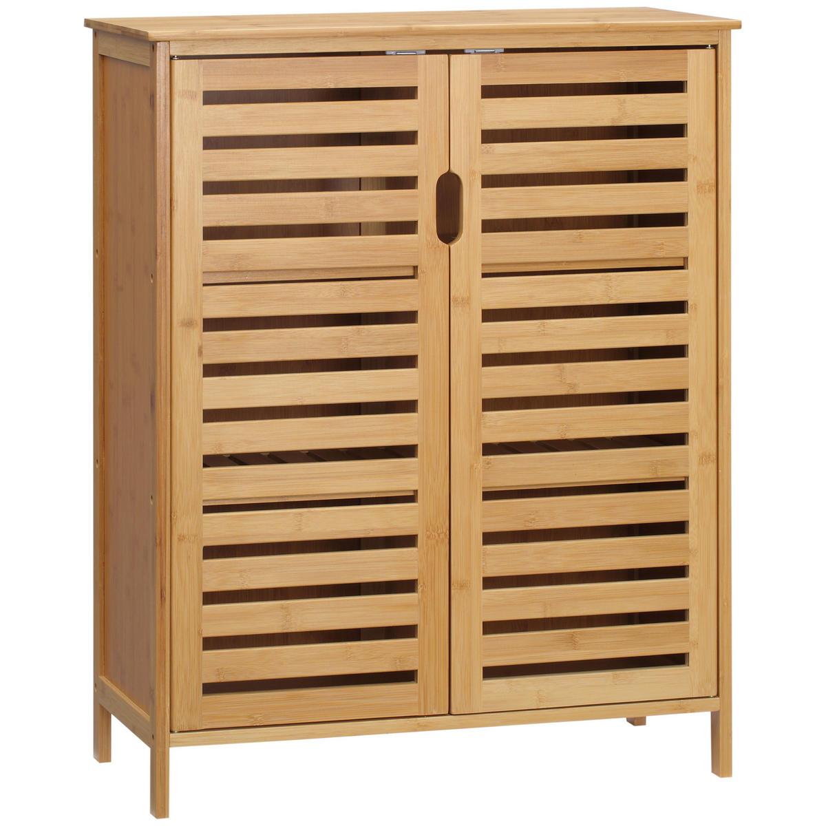 BADEZIMMERSCHRANK mit 2 Lamellentüren, 68 x 32 x 86 cm, Natur - Naturfarben, Naturmaterialen (68/86/32cm) - Kleankin